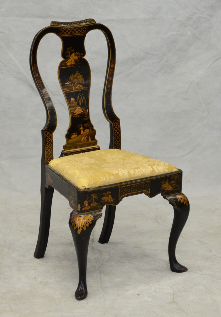 Appraisal: Chinoiserie decorated th century Queen Anne side chair missing neck