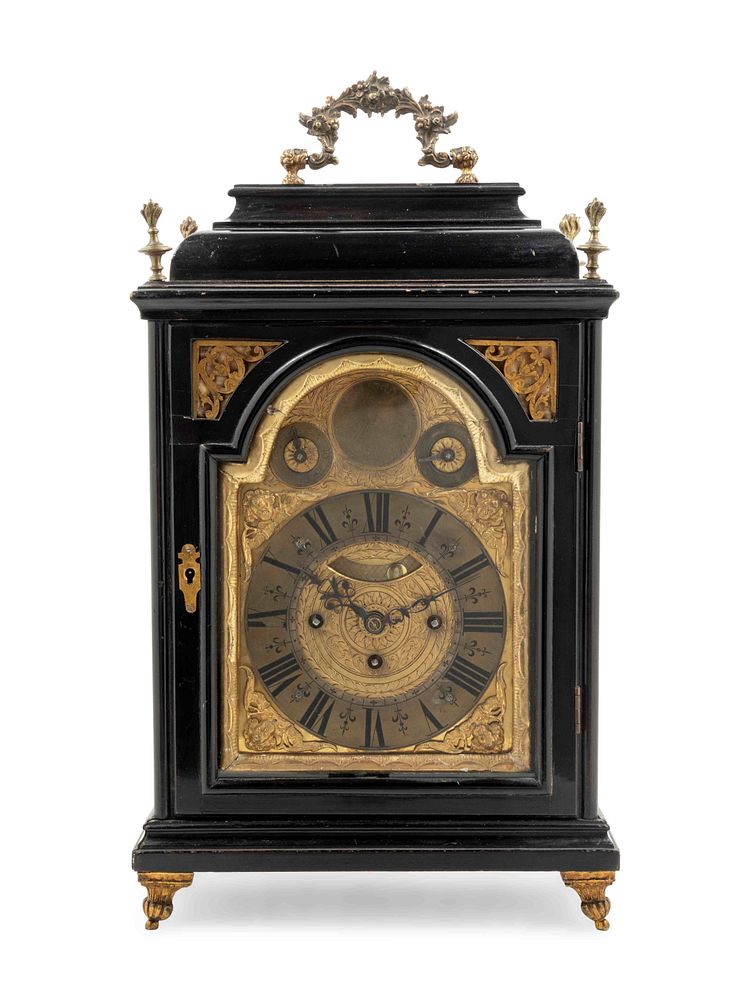 Appraisal: An English Gilt Metal Mounted Ebonized Bracket Clock with a