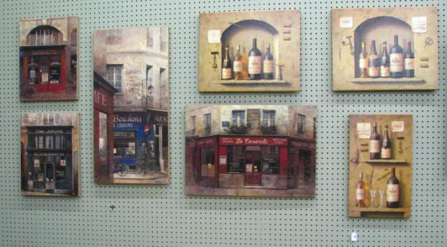 Appraisal: Set of seven wine and French bistro motif prints on