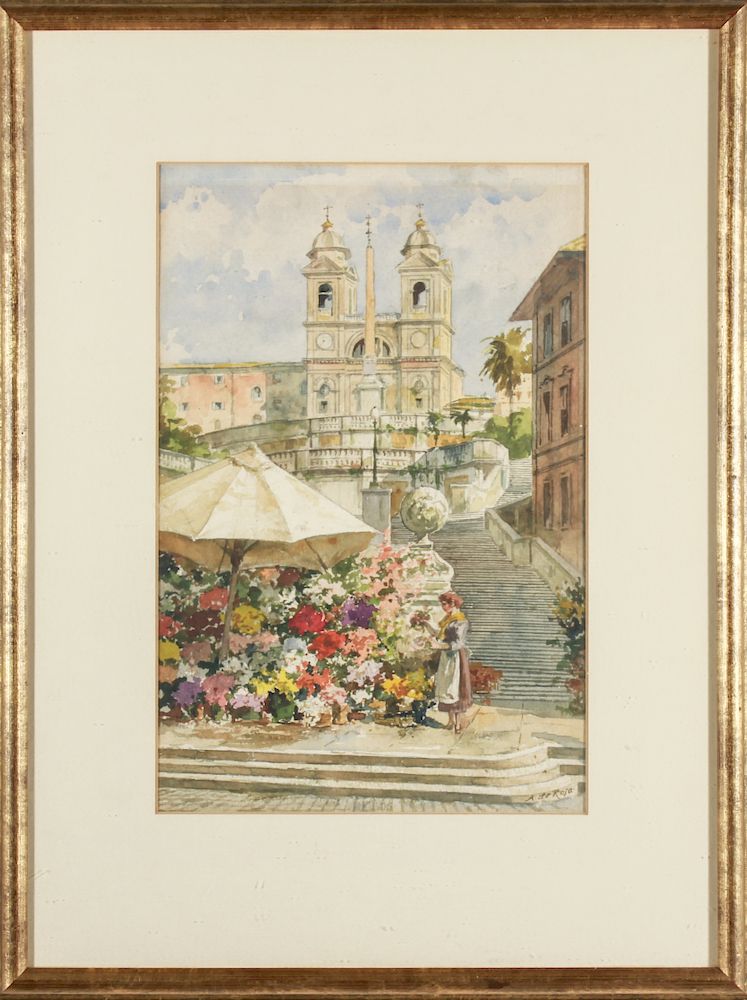 Appraisal: Anna Palm de Rosa Flower Seller Watercolor Anna Palm de