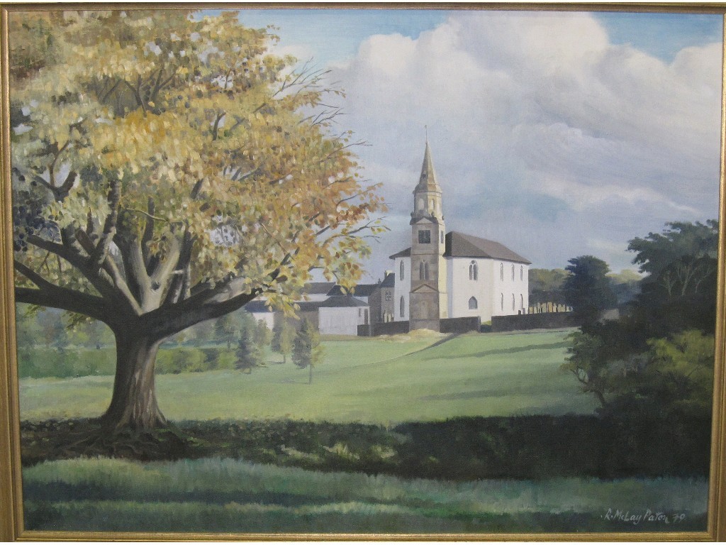 Appraisal: R MCLAY PATON Oil on canvas 'Eaglesham Old Kirk' signed