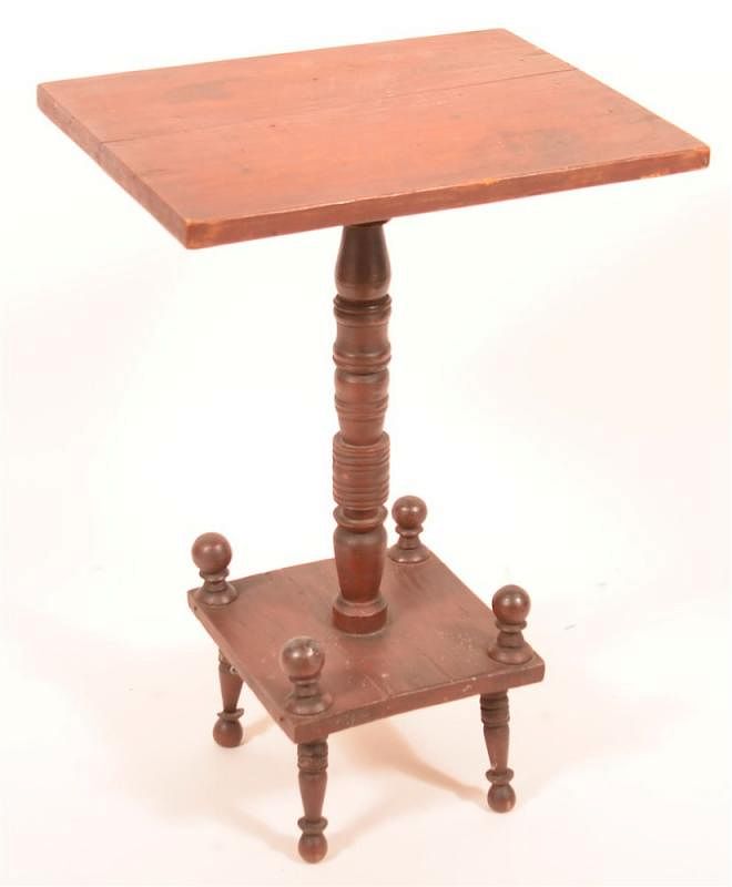 Appraisal: American Mixed Wood Candle Stand American Mixed Wood Candle Stand