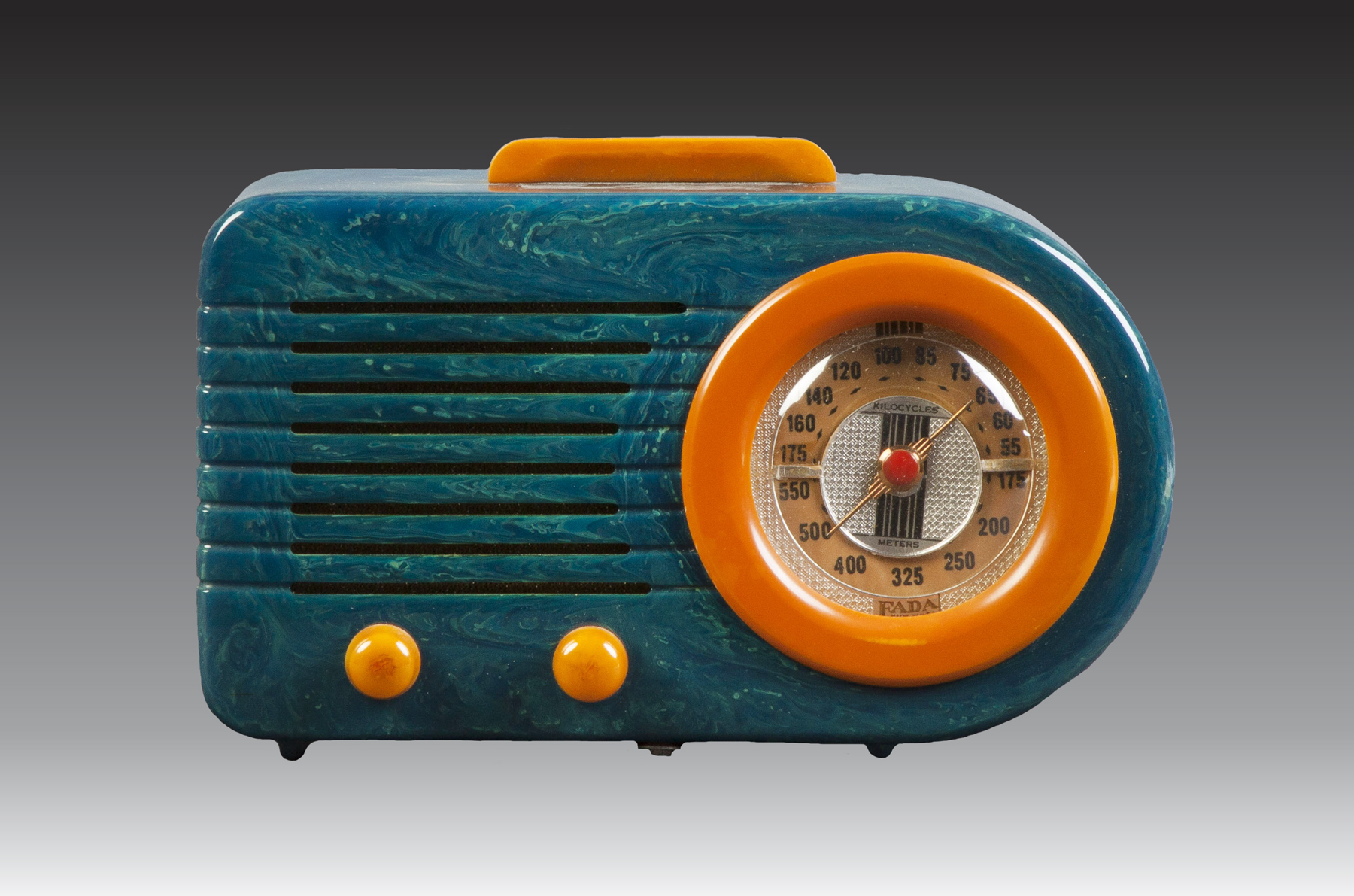 Appraisal: Rare Fada Blue Bullet Bakelite Radio Model C Blue orange