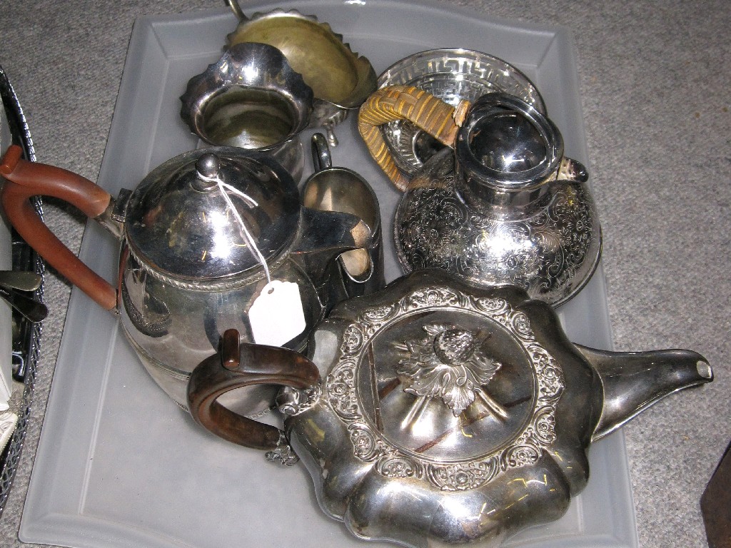 Appraisal: Tray lot of EP - teapot jugs etc