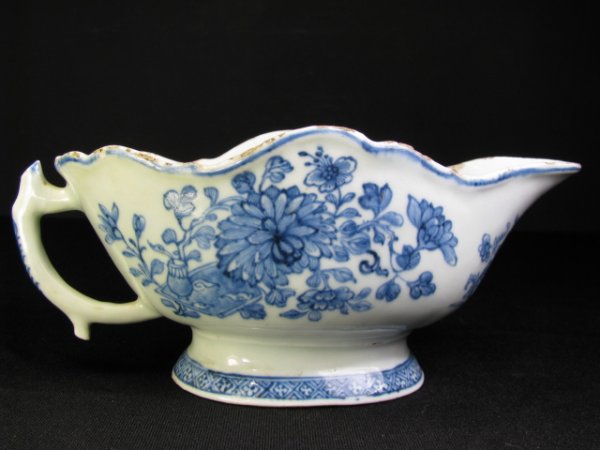 Appraisal: th century blue and white transfer ware Chinese sauce boat