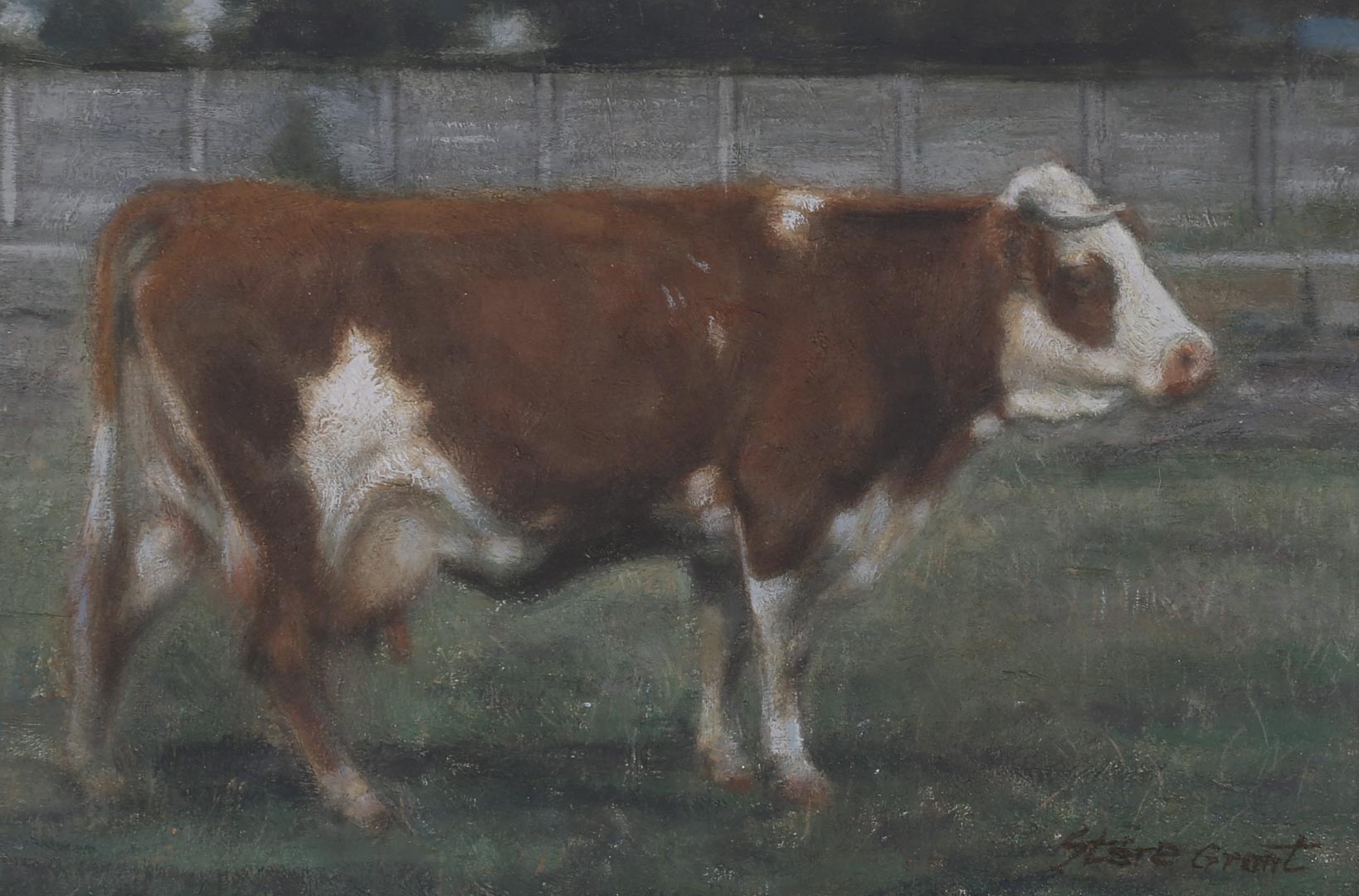 Appraisal: Stere Grant Cow In Field oil on board American th