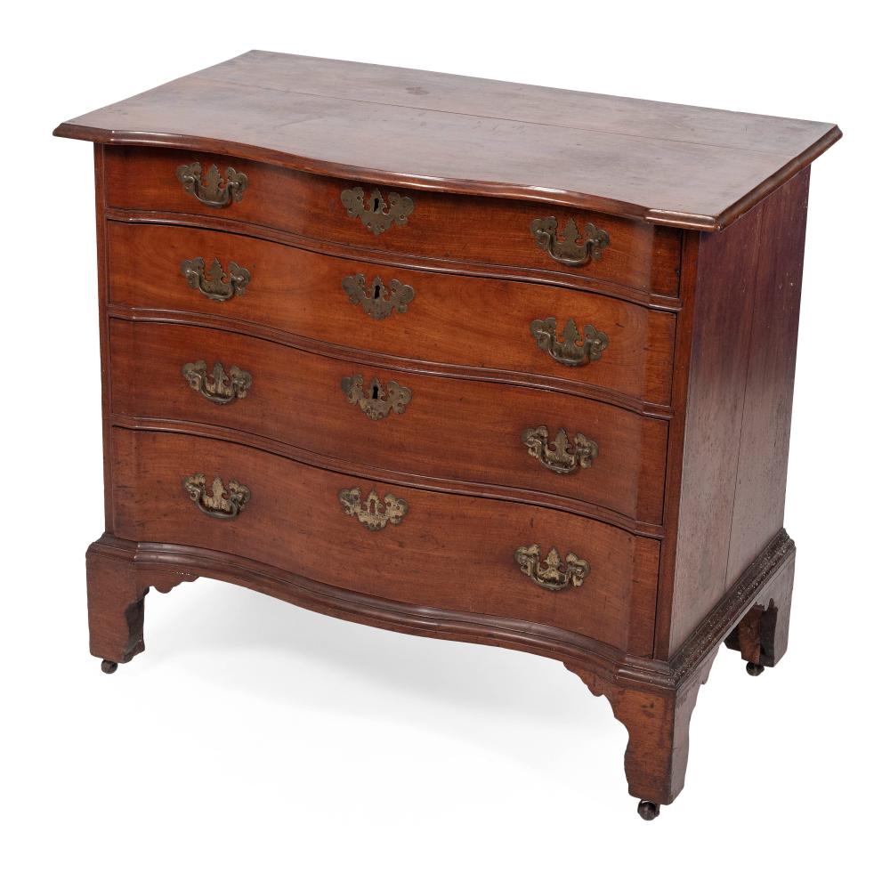 Appraisal: IMPORTANT CHIPPENDALE SERPENTINE-FRONT BUREAU DESCENDED IN THE FAMILY OF REVOLUTIONARY