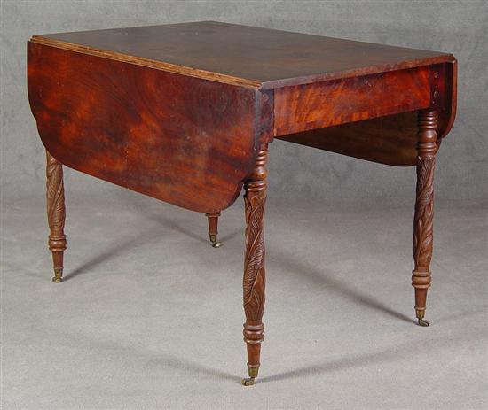 Appraisal: Walnut Classical Style Pembroke or Breakfast Table Circa Turned and