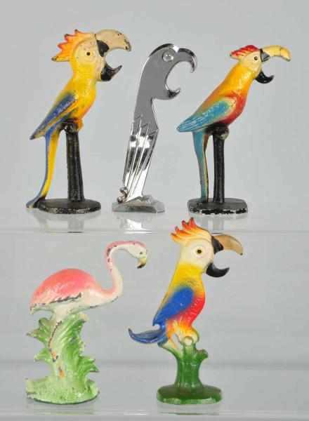 Appraisal: Lot of Cast Iron Bottle Openers Description Includes four parrots