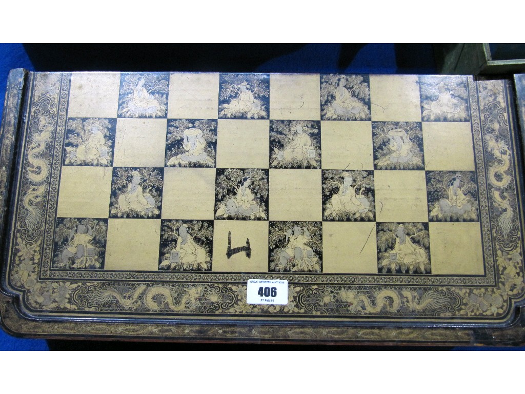 Appraisal: Oriental lacquered games board