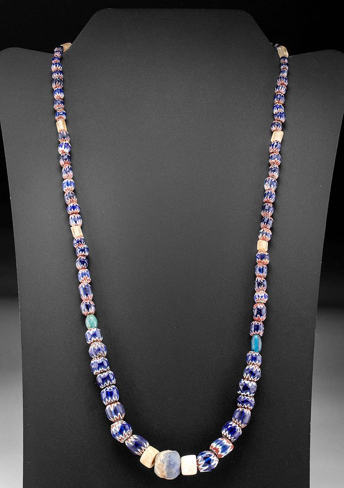 Appraisal: th C Venetian Glass Bead Sodalite Shell Necklace Western Europe