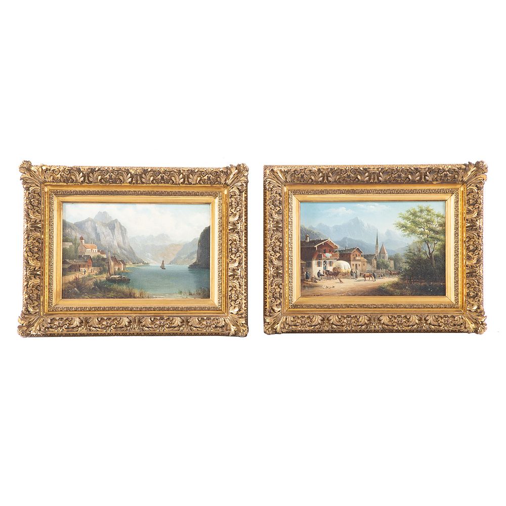 Appraisal: German School th c Pair of Alpine Landscapes Pair of