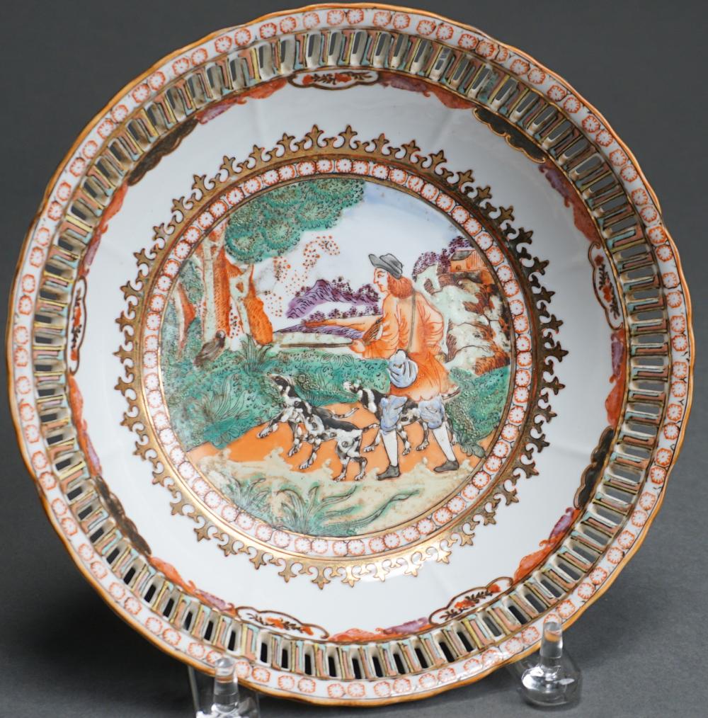 Appraisal: Sansom Export Type Famille Rose 'Hunter with Hounds' Pierced Border