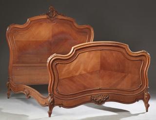 Appraisal: French Louis XV Style Carved Walnut Double Bed ea French