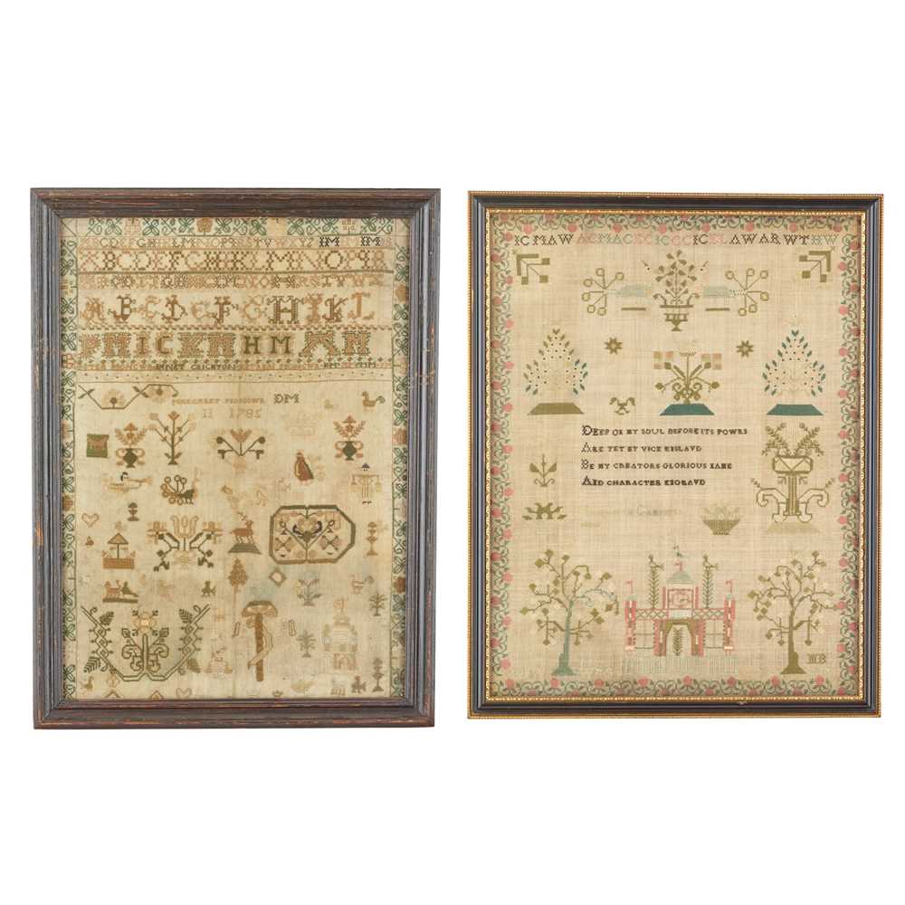 Appraisal: TWO GEORGE III NEEDLEWORK SAMPLERS LATE TH EARLY TH CENTURY