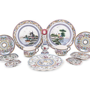 Appraisal: A Group of Hand-Painted Portuguese Pottery Articles comprising dinner plates