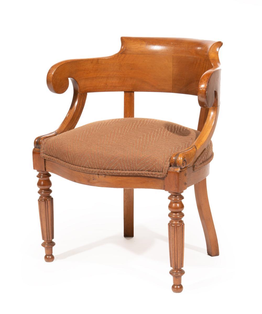 Appraisal: CHARLES X CARVED WALNUT FAUTEUILCharles X Carved Walnut Fauteuil c