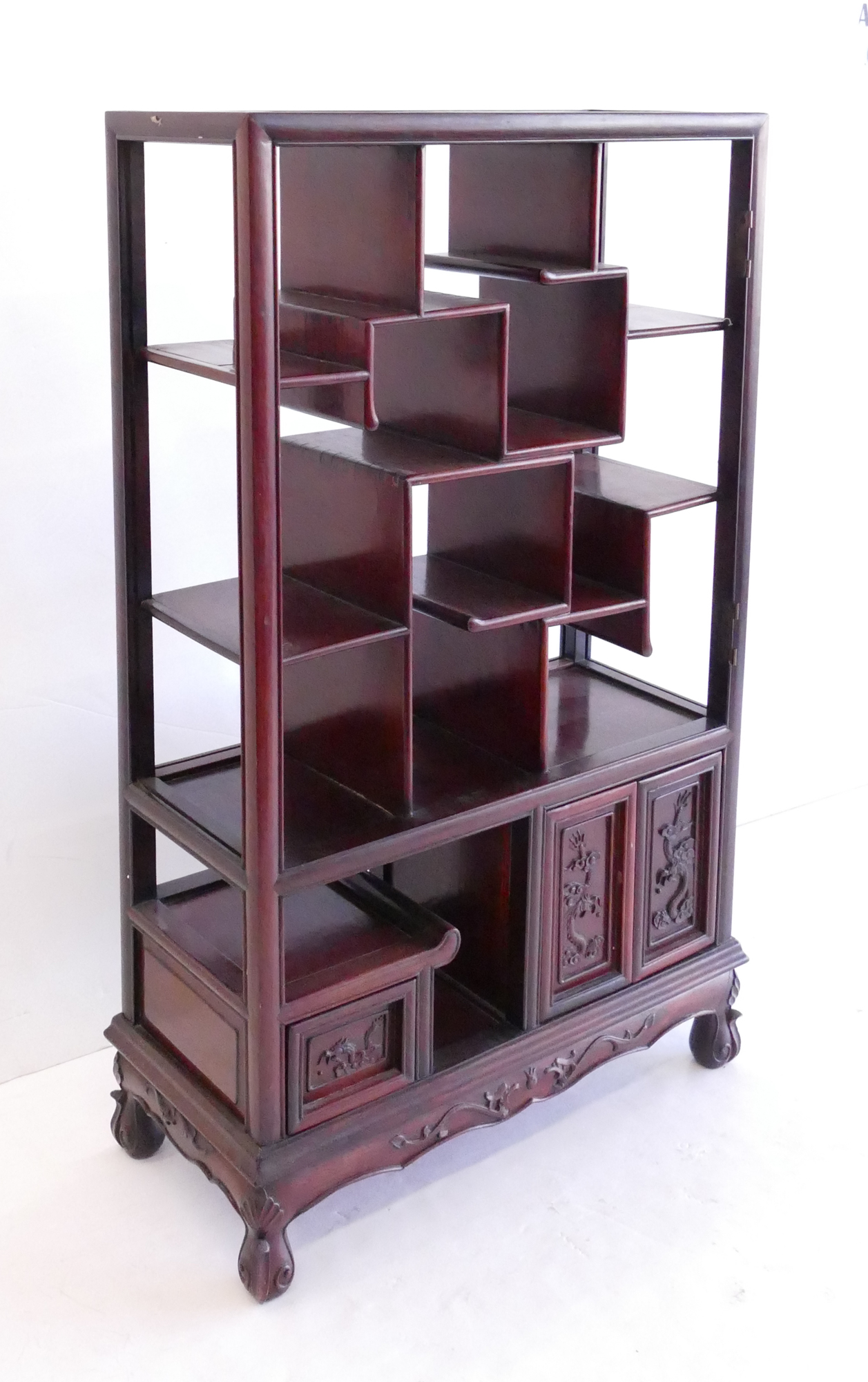 Appraisal: Chinese Rosewood Snuff Bottle Cabinet- missing door- x x ''