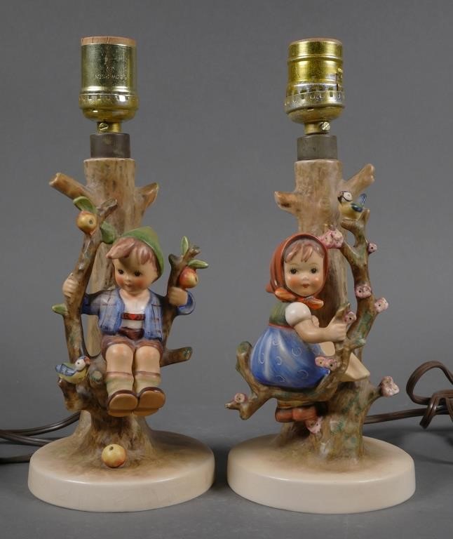 Appraisal: Pair Hummel table or desk lamps Both lamps were temporarily