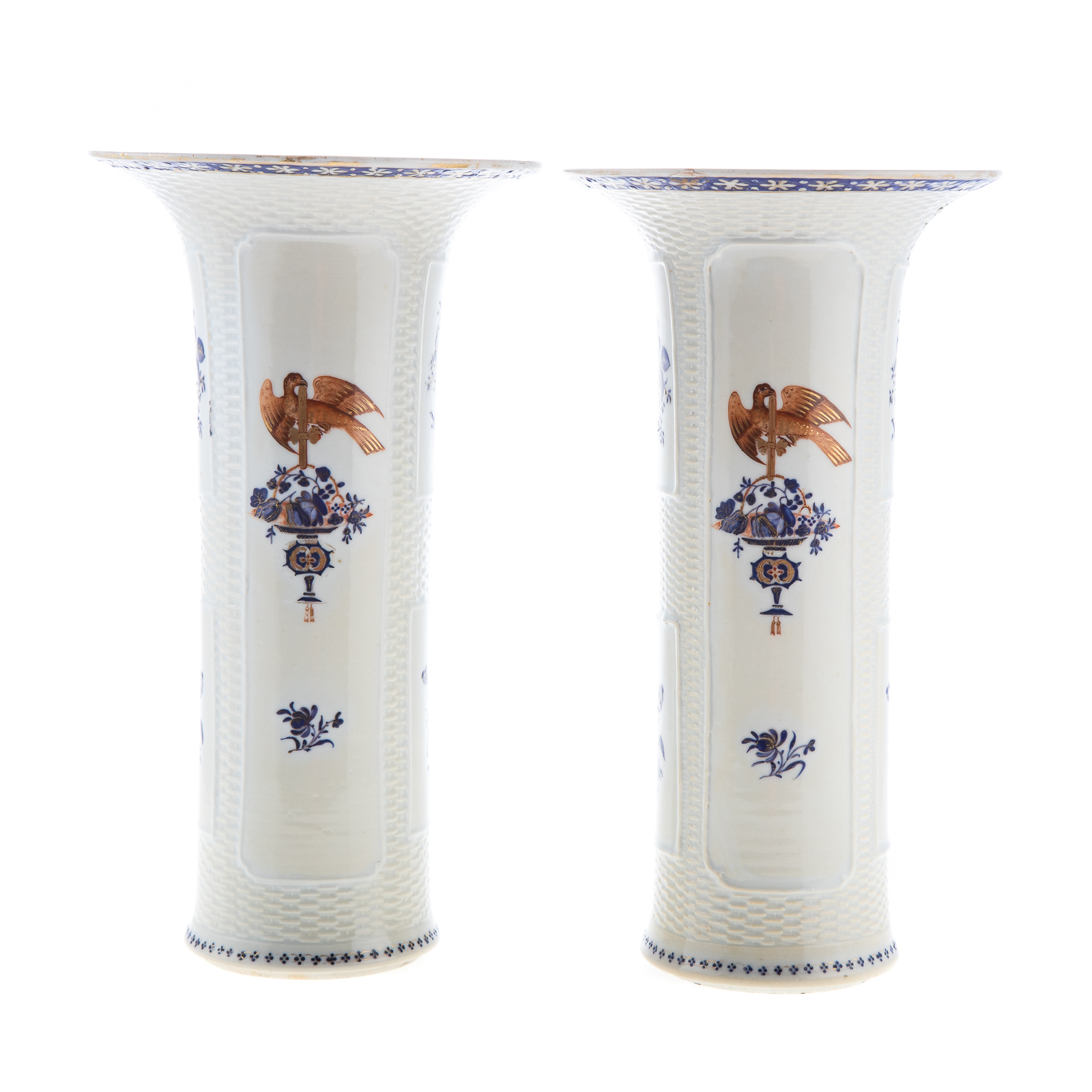 Appraisal: PAIR CHINESE EXPORT AMERICAN MARKET TRUMPET VASES Circa - rare