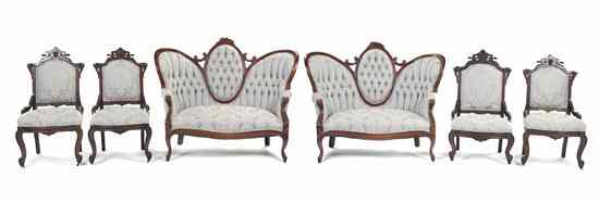 Appraisal: A Victorian Parlor Suite comprising two settees and four chairs