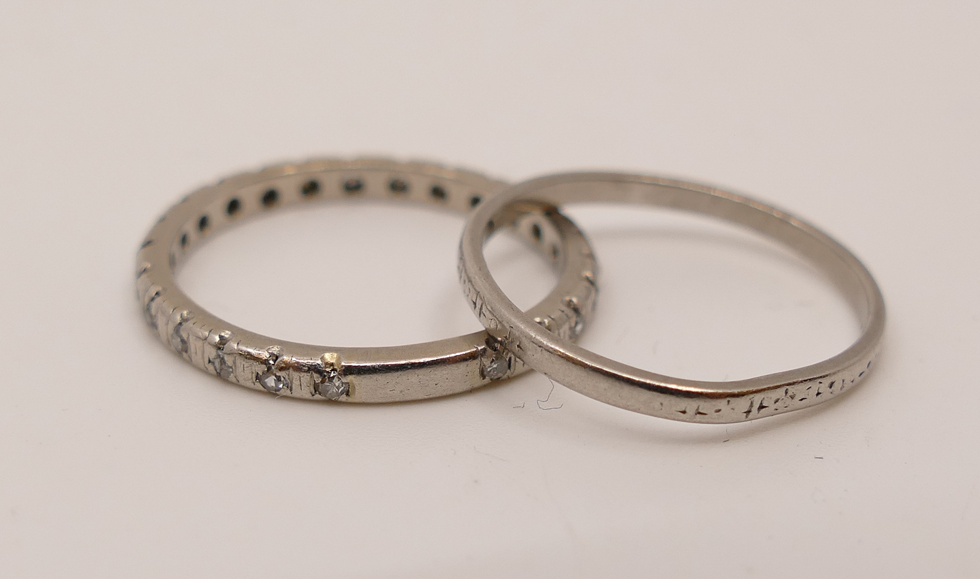 Appraisal: pc Platinum Diamond Art Deco Bands- g TW