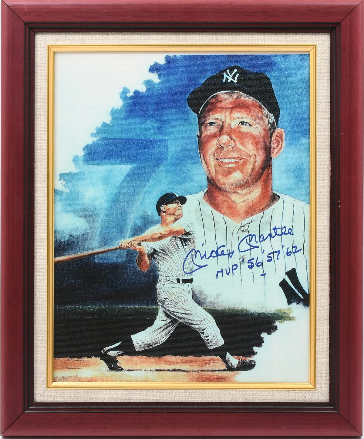 Appraisal: MICKEY MANTLE SIGNED GICLEE ON CANVAS Signed Mickey Mantle Giclee