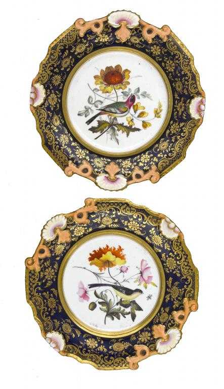 Appraisal: A PAIR OF STAFFORDSHIRE COBALT GROUND DESSERT PLATES POSSIBLY MACHIN