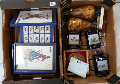 Appraisal: A large collection of horse racing memorabilia including Martel water