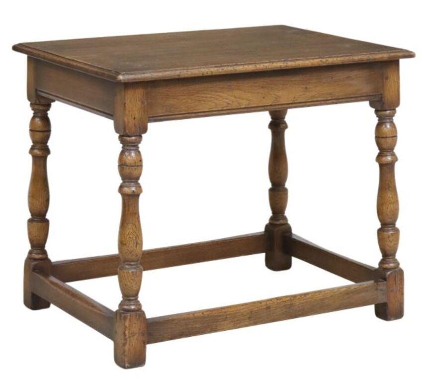 Appraisal: English oak side table th c having rectangular top rising