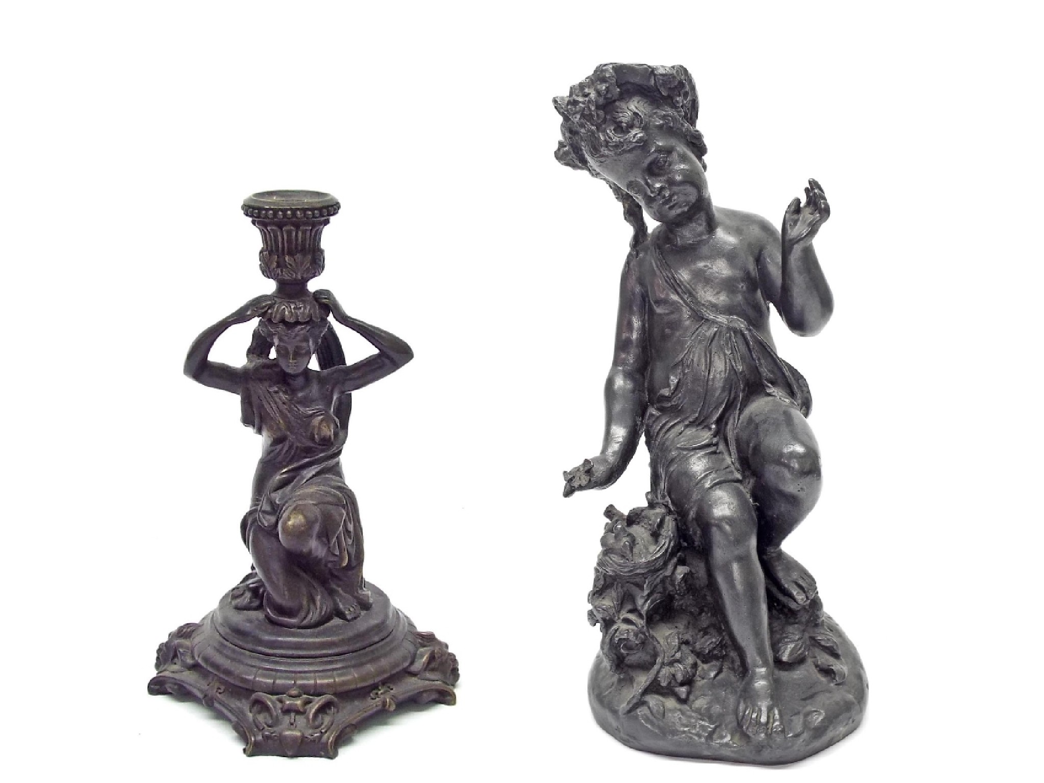 Appraisal: Cast bronze figural candlestick in the form of a kneeling