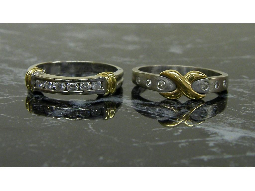 Appraisal: Two similar ct white and yellow gold diamond rings gm