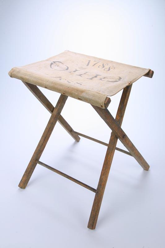 Appraisal: OHIO CENTENNIAL CAMP STOOL Ohio ca oak and canvas Folding