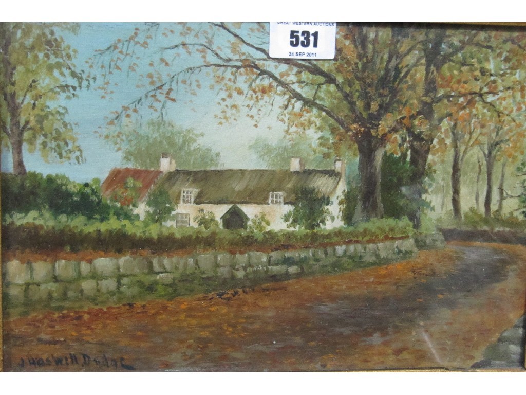 Appraisal: Oil on board of a country lane signed