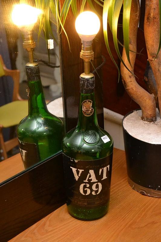 Appraisal: GLASS VAT WHISKY BOTTLE LAMP GLASS VAT WHISKY BOTTLE LAMP