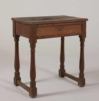 Appraisal: A Primitive Wood Side Table with Drawer With a William