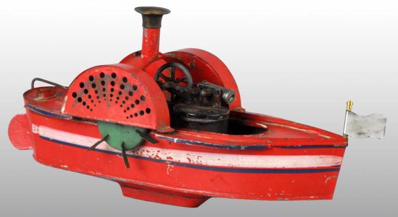 Appraisal: Tin Bramwell Smith Live Steam River Boat Toy Description All