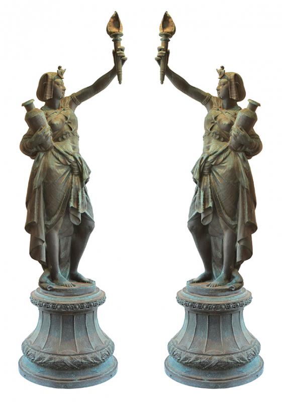 Appraisal: A PAIR OF BAROQUE STYLE BRONZE FIGURES OF TORCH BEARERS