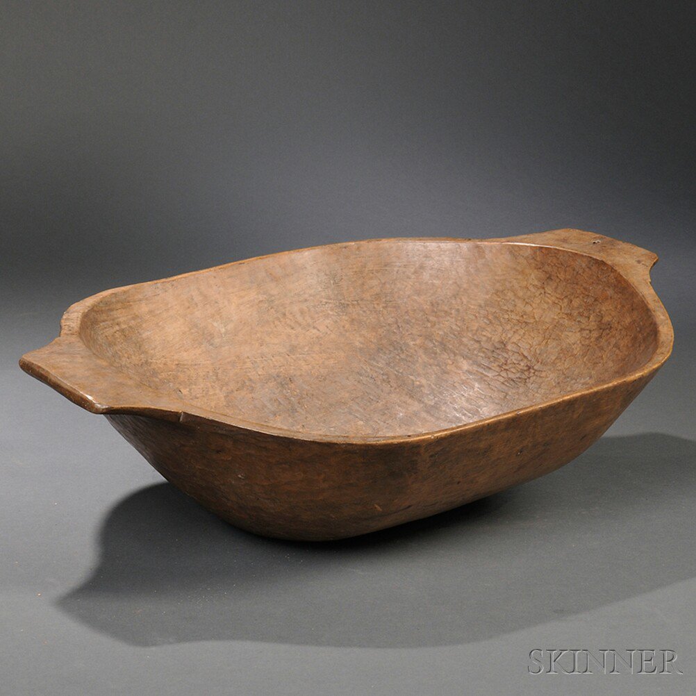 Appraisal: Carved Maple Bowl New England early th century the oblong