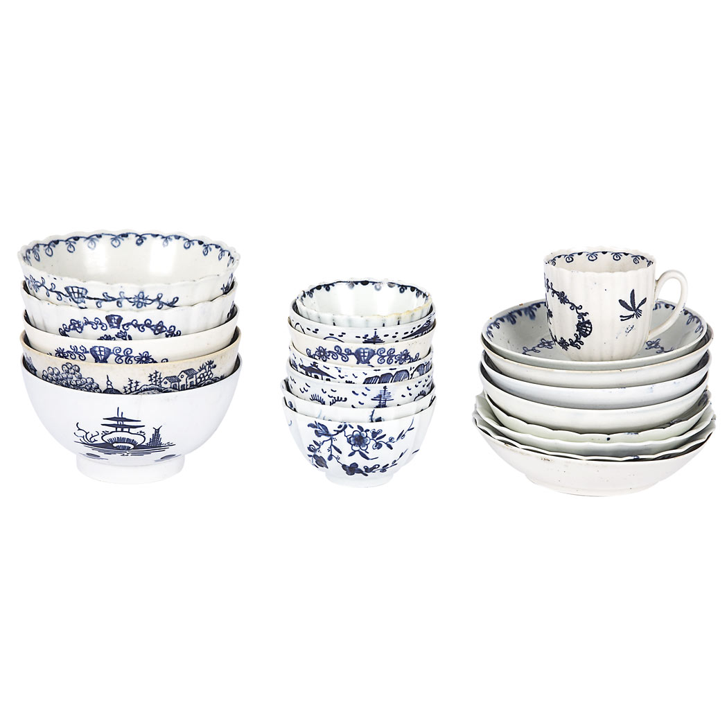 Appraisal: Group of Worcester Blue and White Porcelain Articles Circa -