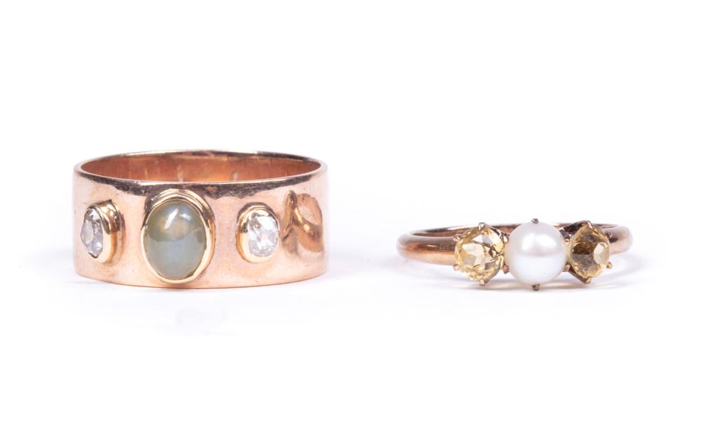 Appraisal: KT ROSE GOLD CAT'S EYE CHRYSOBERYL AND DIAMOND RING kt