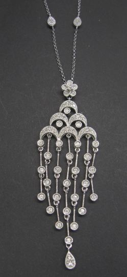 Appraisal: Elaborate Fourteen-Karat White Gold and Diamond Pendant Necklace composed of