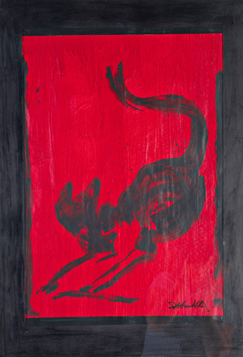 Appraisal: Richard Hambleton American b Untitled Black Cat Mixed media on