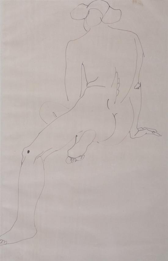 Appraisal: HENRI GAUDIER-BRZESKA French - SEATED NUDE BACK VIEW pen and