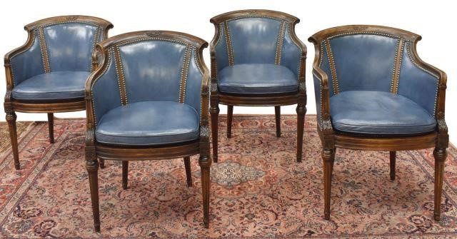 Appraisal: lot of Louis XVI style walnut barrel back armchairs Century