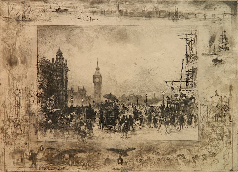 Appraisal: Felix Buhot intaglio Felix Buhot French - - ''Westminster Bridge''