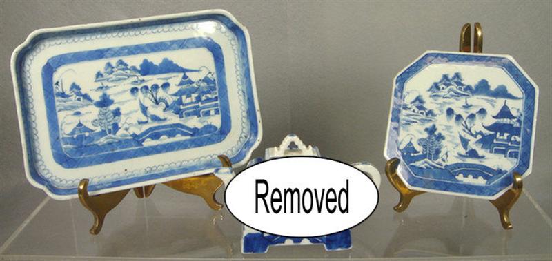 Appraisal: th c Chinese Canton trays rectangular tray with fritting to