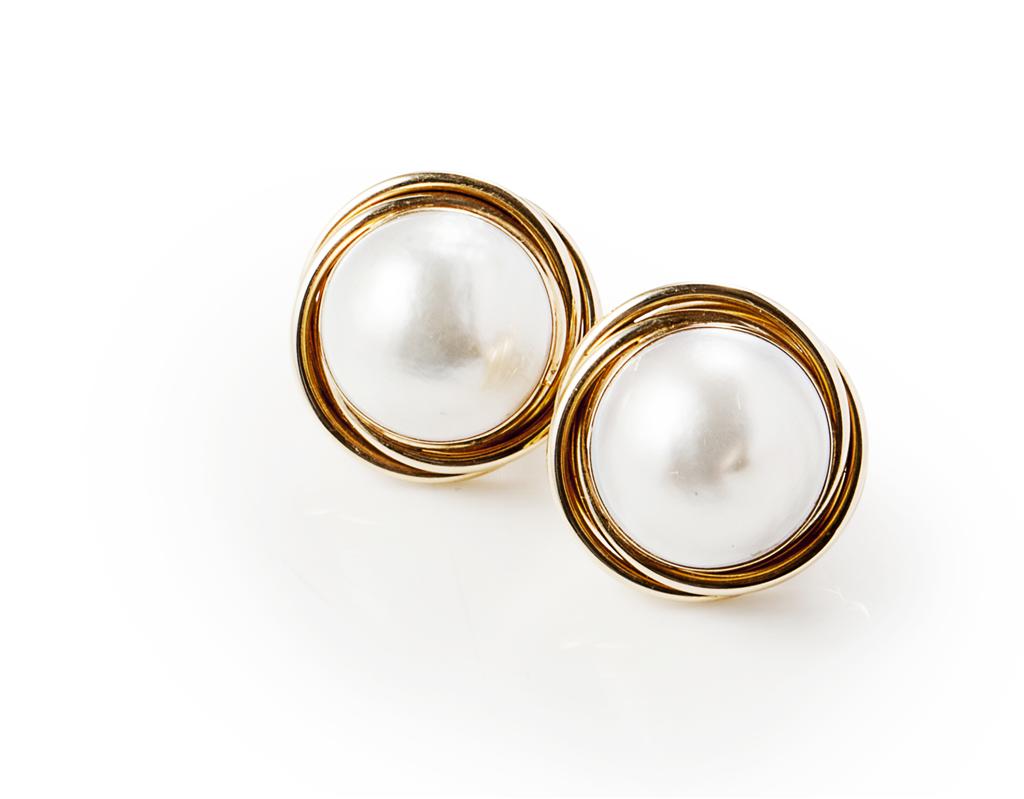 Appraisal: A pair of mab pearl earrings each set with a