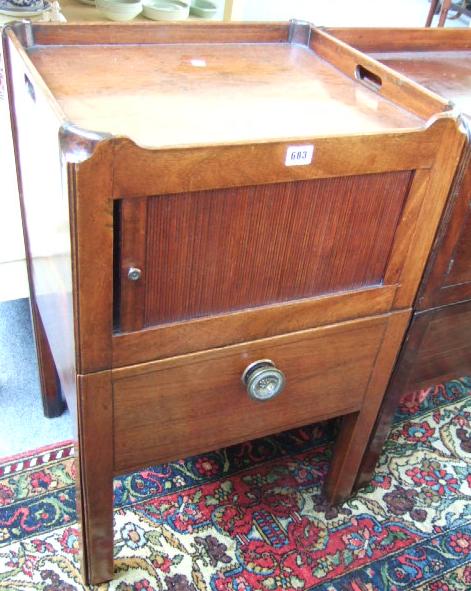 Appraisal: A George III mahogany tray top commode the rectangular galleried