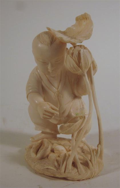 Appraisal: Chinese elephant ivory carving of a boy th th century